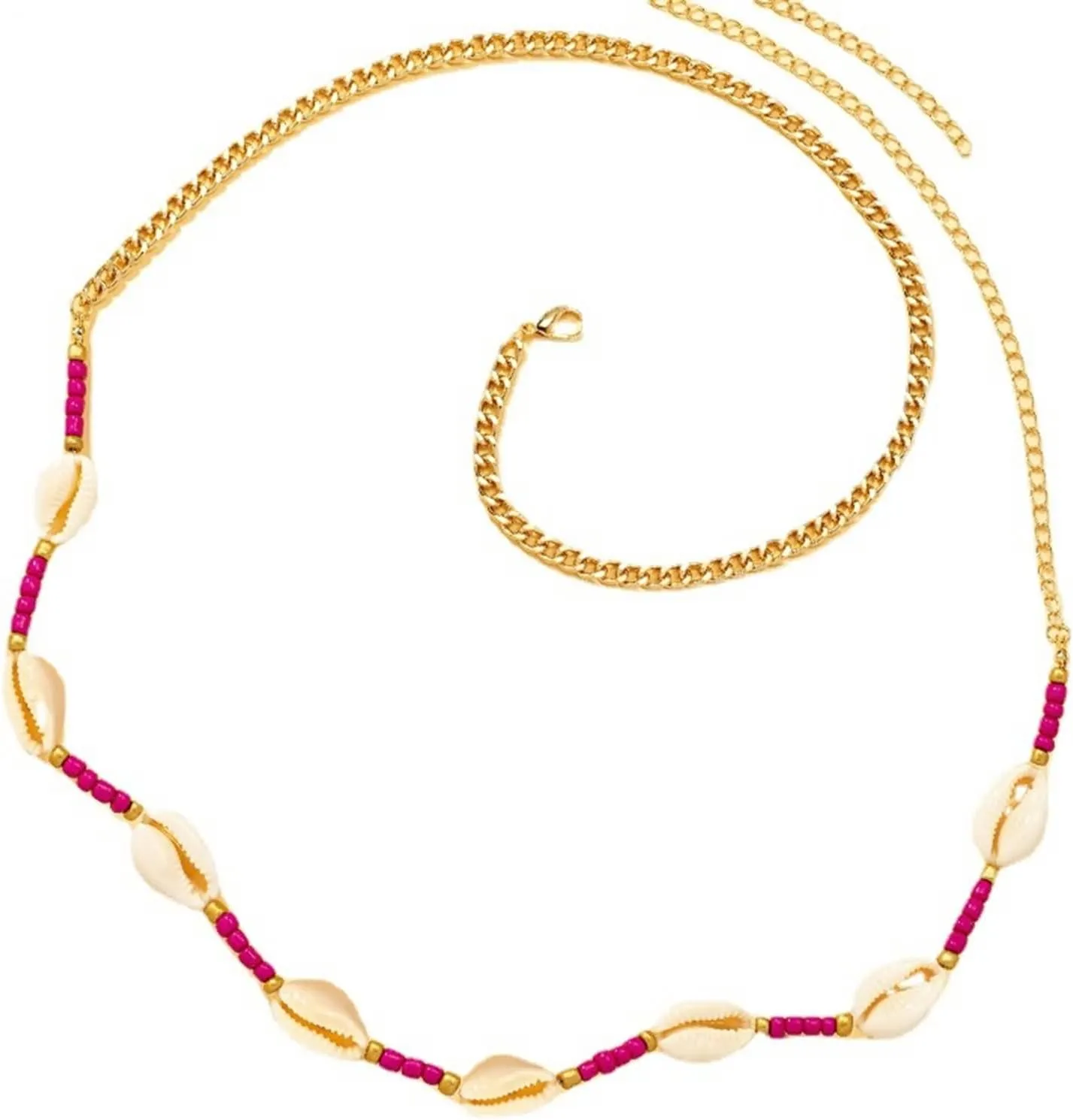 Daesar Layered Body Chain, Gold Plated Beach Waist Chains for Women Shell with Bead Bikini Belly Chains Gold
