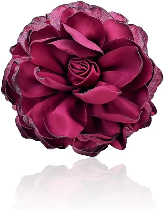 Dainty Fabric Flower Brooches Large Silk Lapel Pin Elegant Camellia Flower Brooch Pins for Women Classic Formal Occasions Clothing Accessories