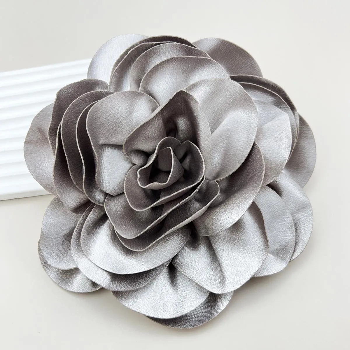 Dainty Satin Fabric Rose Flower Brooches 7.5in Extra Large Big Camellia Flower Brooches Lapel Pins for Women Wedding Party Dance Dress Clothes Accessories