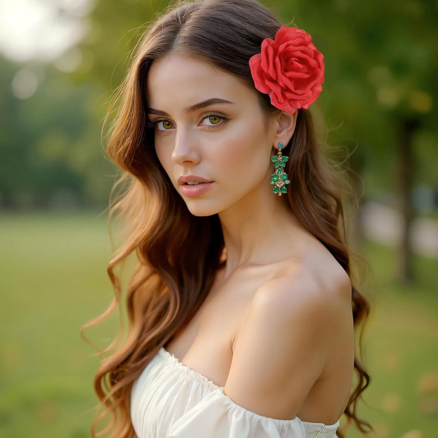 Dainty Satin Rose Flower Brooches 5.12 inch Large Camellia Flower Hair Clip Oversized Chiffon Rose Flower Brooch for Women Wedding Party Dance Ceremony Dress Clothes Accessories