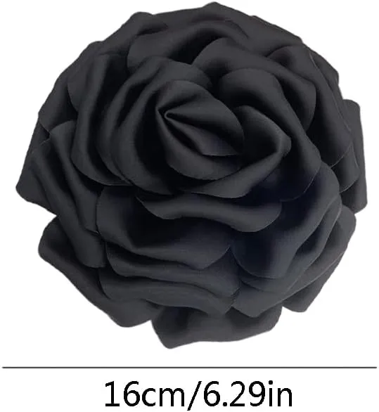 Dainty Silk Satin Rose Flower Extra Large Big Brooches Lapel Pins Fabric Flowers Oversized Brooch Pin for Women Wedding Party Banquet Dress Suit Clothes Accessories Jewelry Gifts 160mm