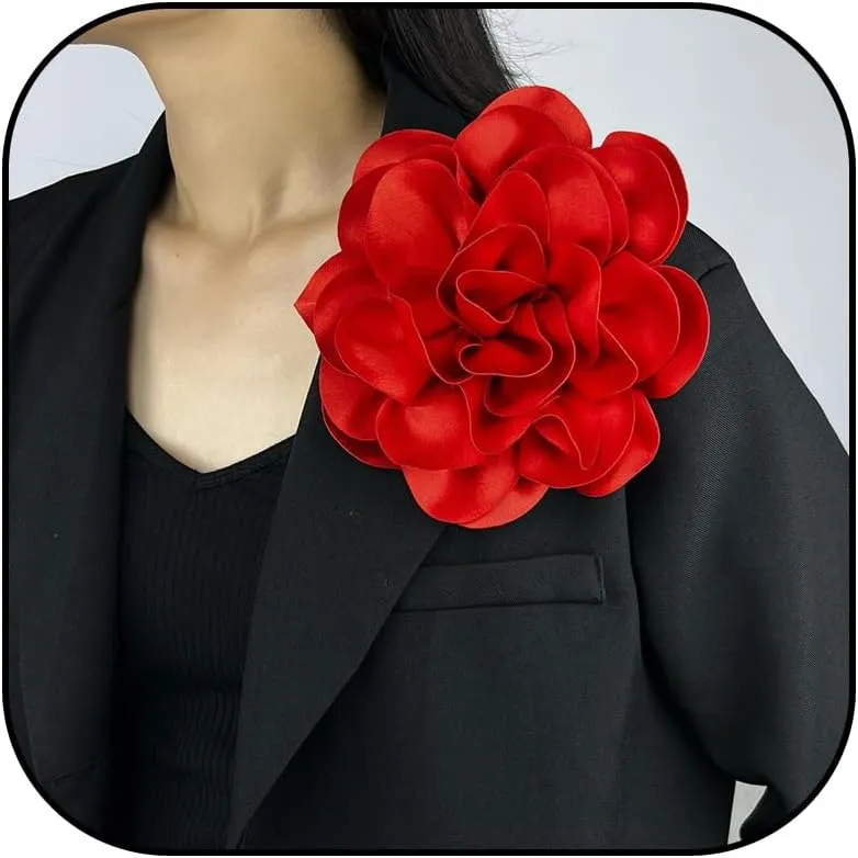 Dcfywl731 3Pcs Flower Brooch Pins Jewelry Brooches for Women Denim Light Blue Large Camellia Flower Brooches Lapel Pins for Wedding Party Promance Dance Dress Clothes Accessories Costume