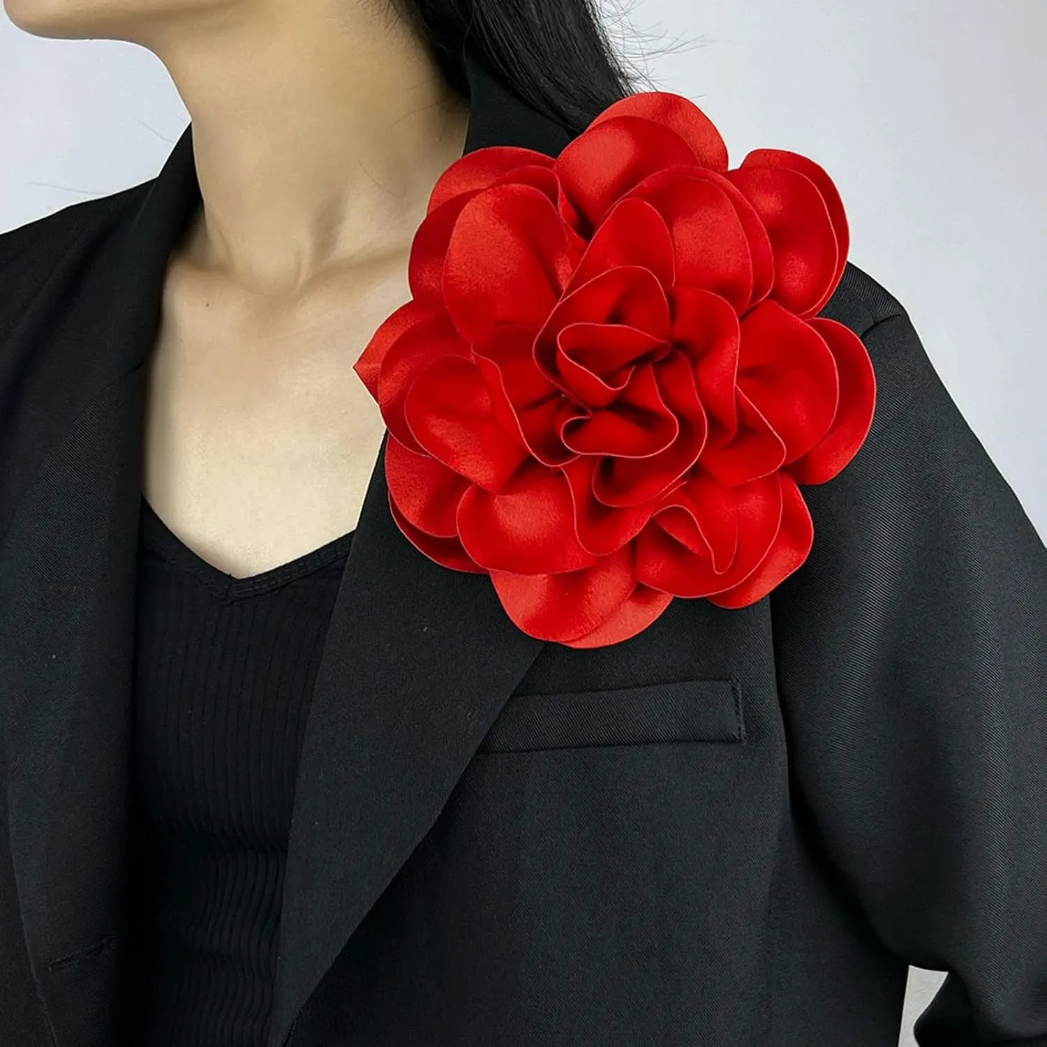 Dcfywl731 3Pcs Flower Brooch Pins Jewelry Brooches for Women Denim Light Blue Large Camellia Flower Brooches Lapel Pins for Wedding Party Promance Dance Dress Clothes Accessories Costume