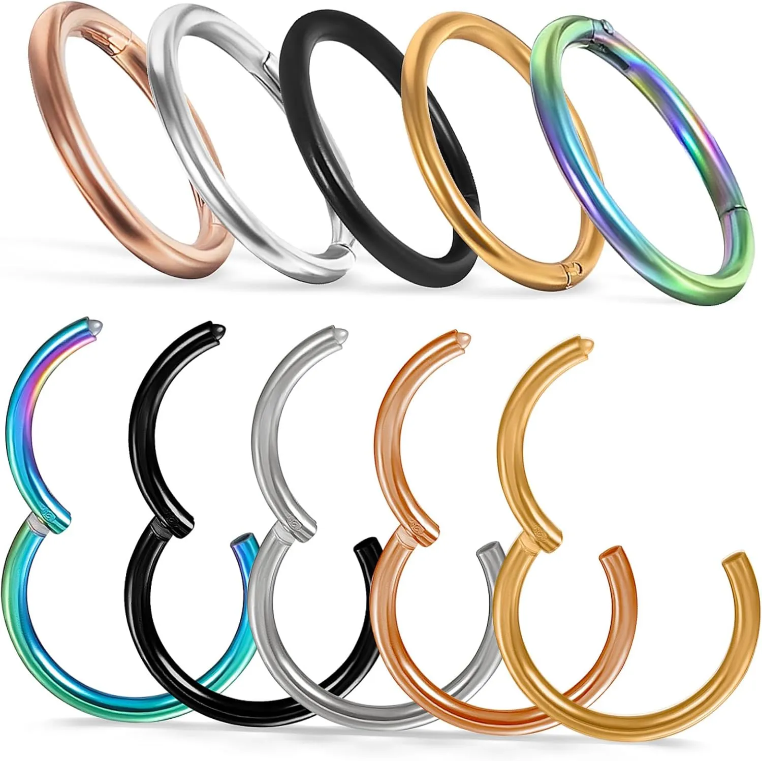 Decorative Nose Ring Hoops 10pcs Stainless Steel Nose Jewelry Piercing Jewelry for Women