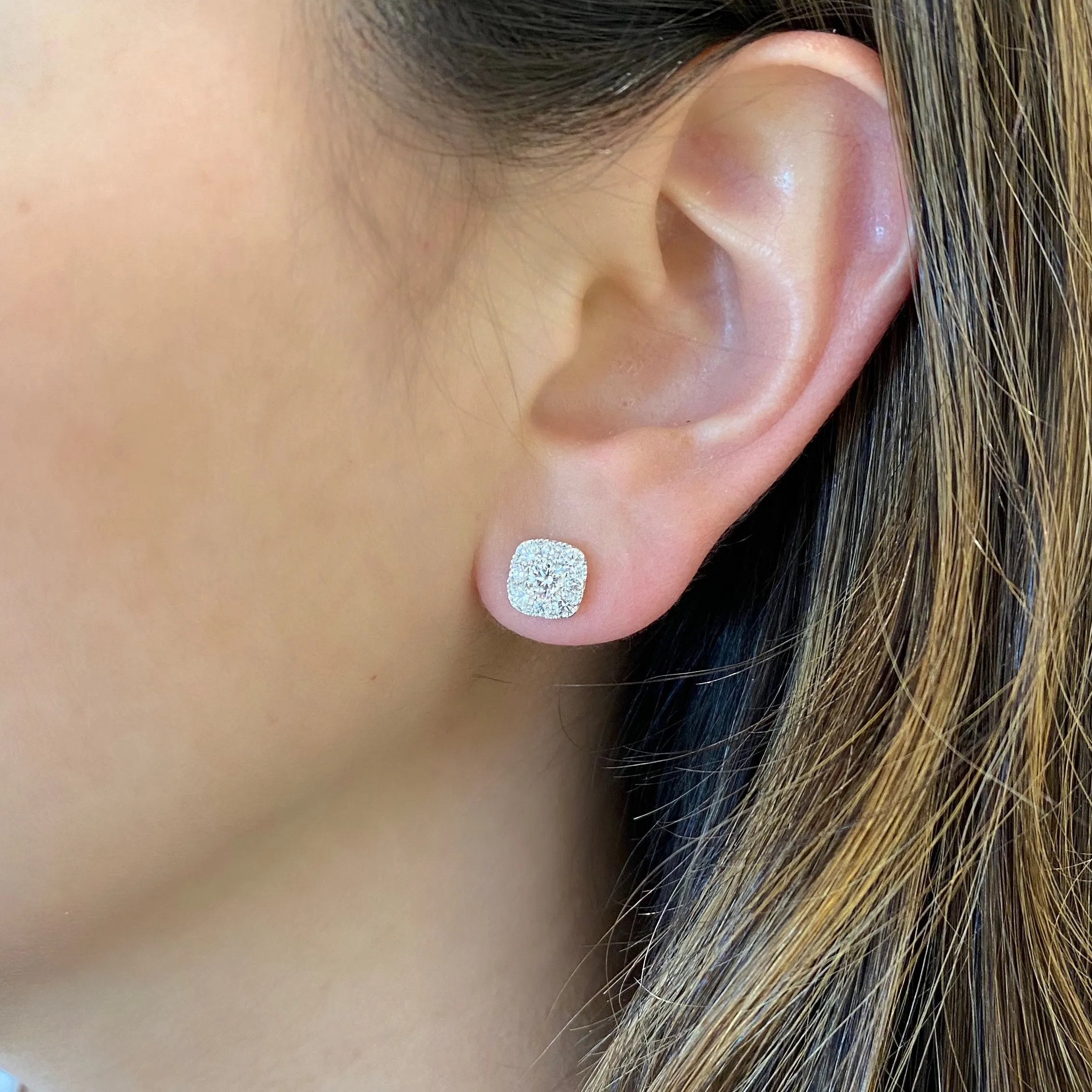 Diamond Cushion-Shape Stud Earrings