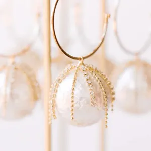 Diamond Fringe Pearl Hoops