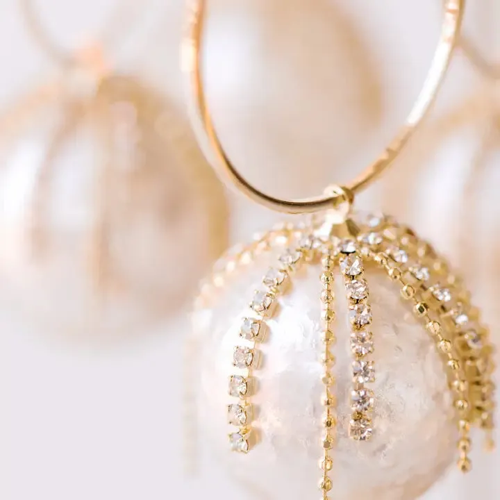 Diamond Fringe Pearl Hoops