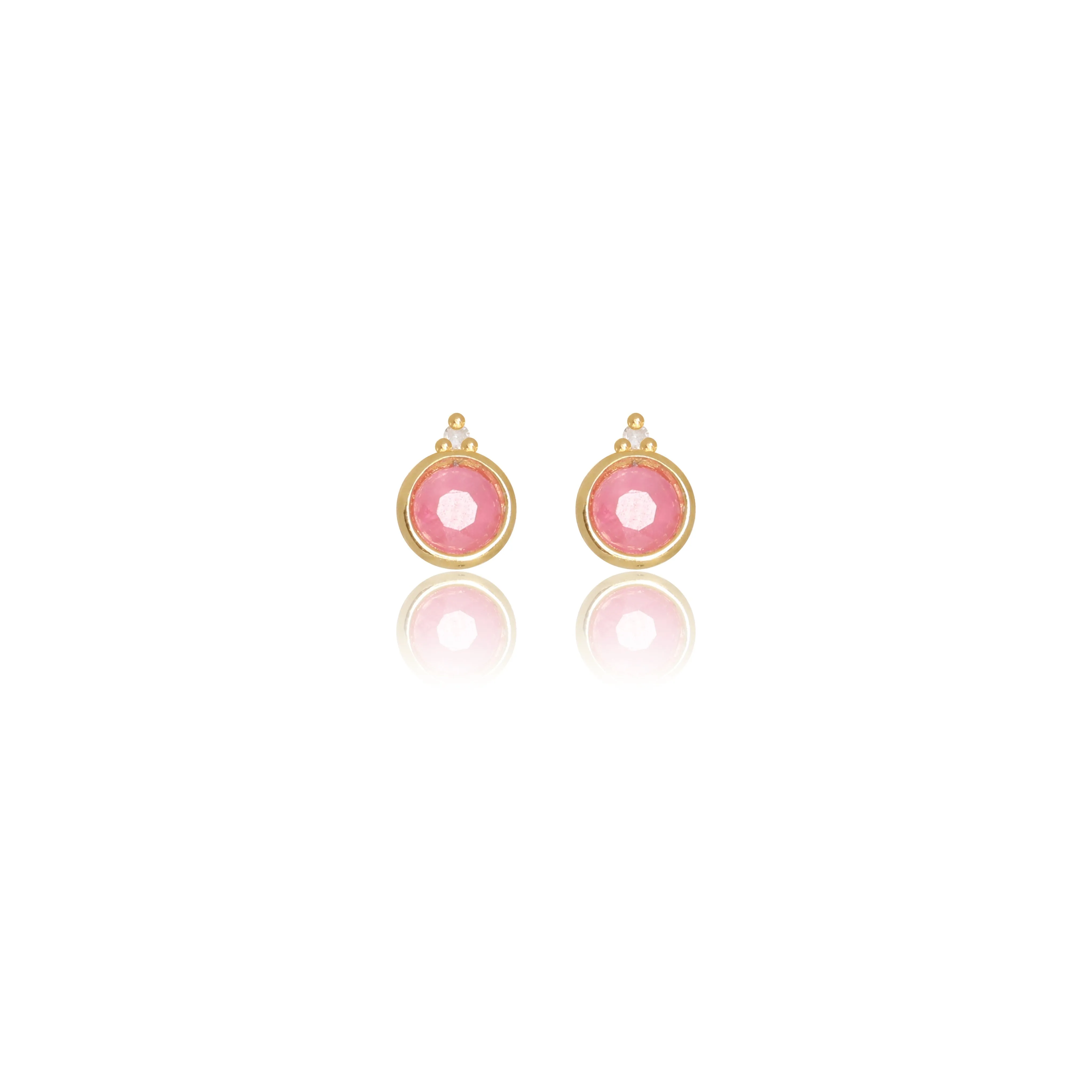 Diamonds by Georgini Natural Ruby and Two Natural Diamond July Earrings Gold