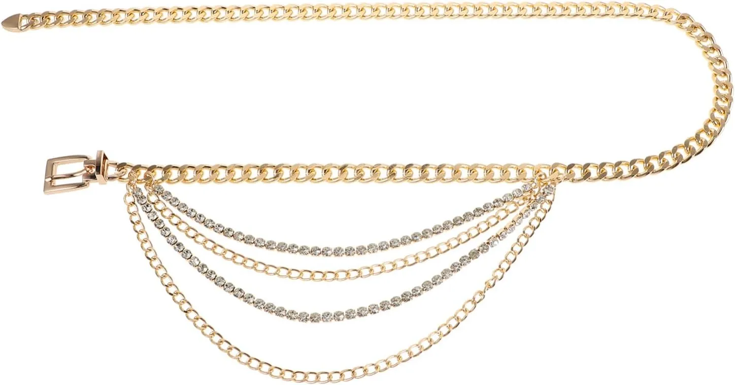 Didiseaon Hollowed Waist Chain for Women Stylish Multi Rhinestone Body Chain Jewelry Elegant Waist Belt for Dresses for Parties and Special Occasions
