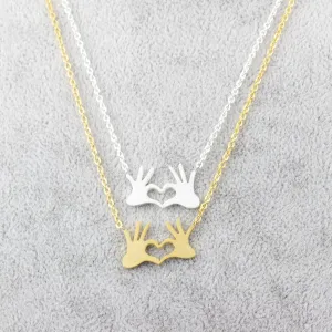 Double Hand Love Heart  Pendants Necklaces for Women