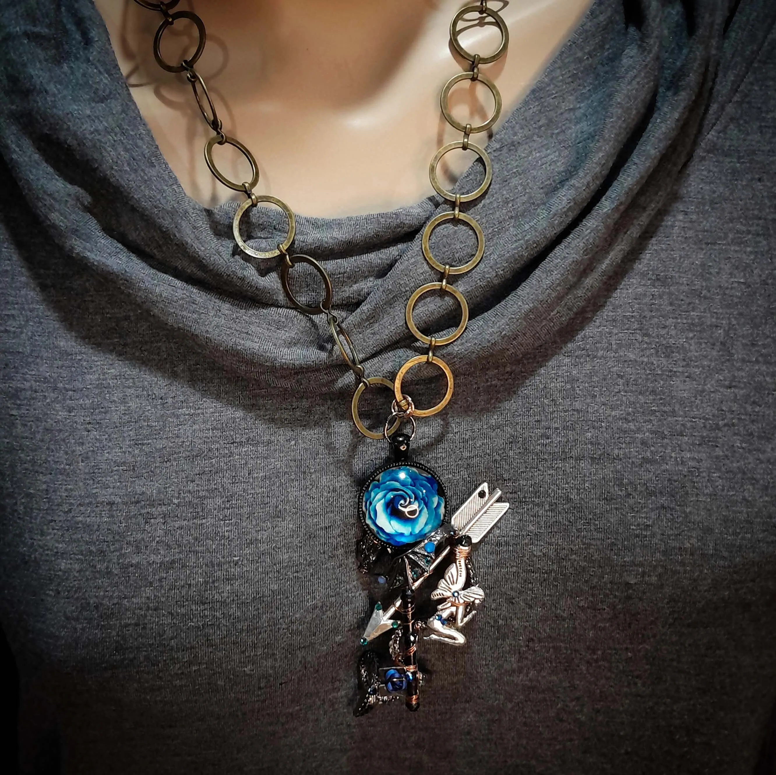 Dragon Arrow & Key Necklace