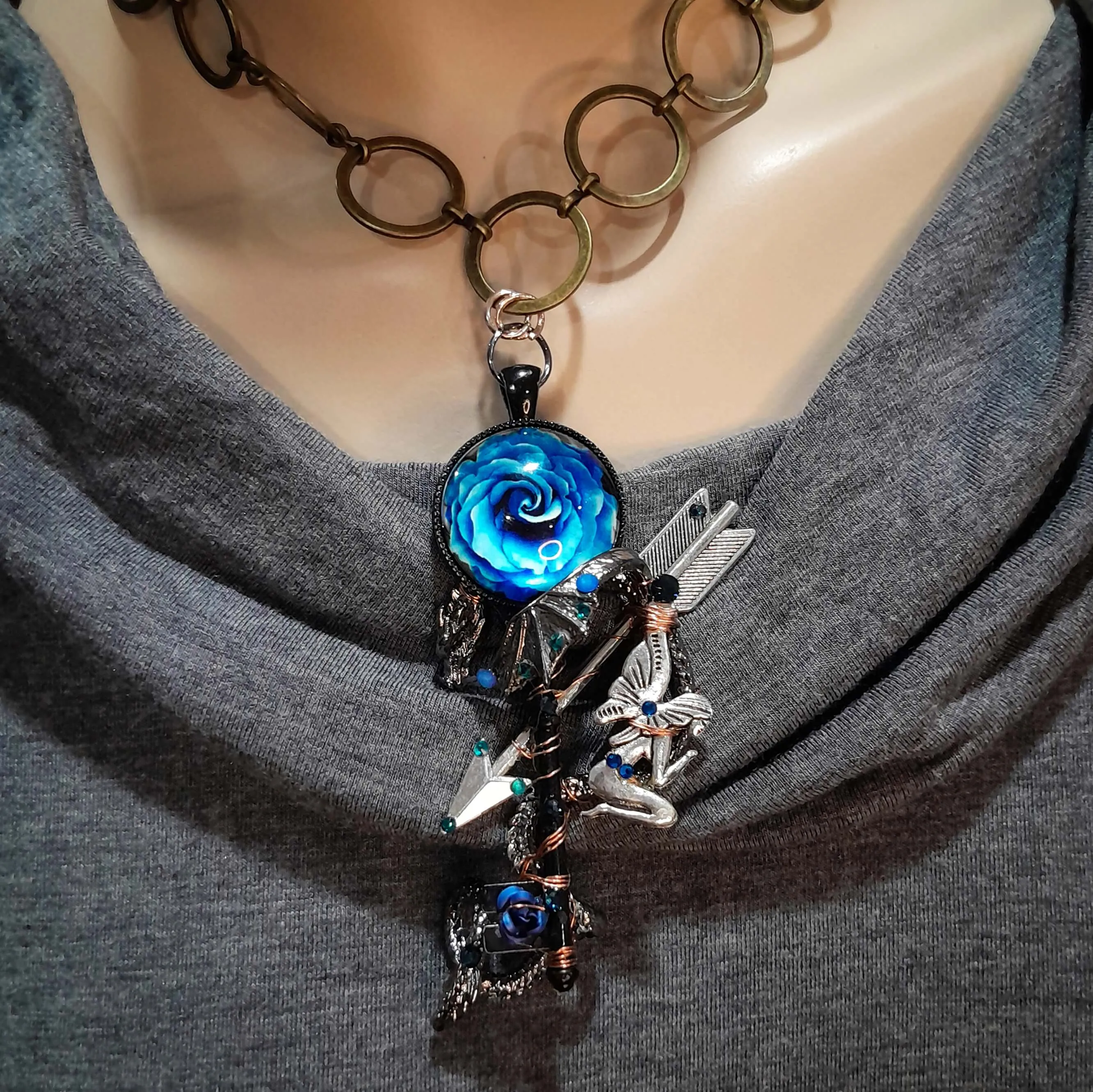 Dragon Arrow & Key Necklace