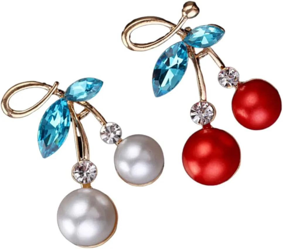 Elegant Cherry Pearl Brooches Trendy Alloy Jewelry Pins Breastpin Set for Outfits