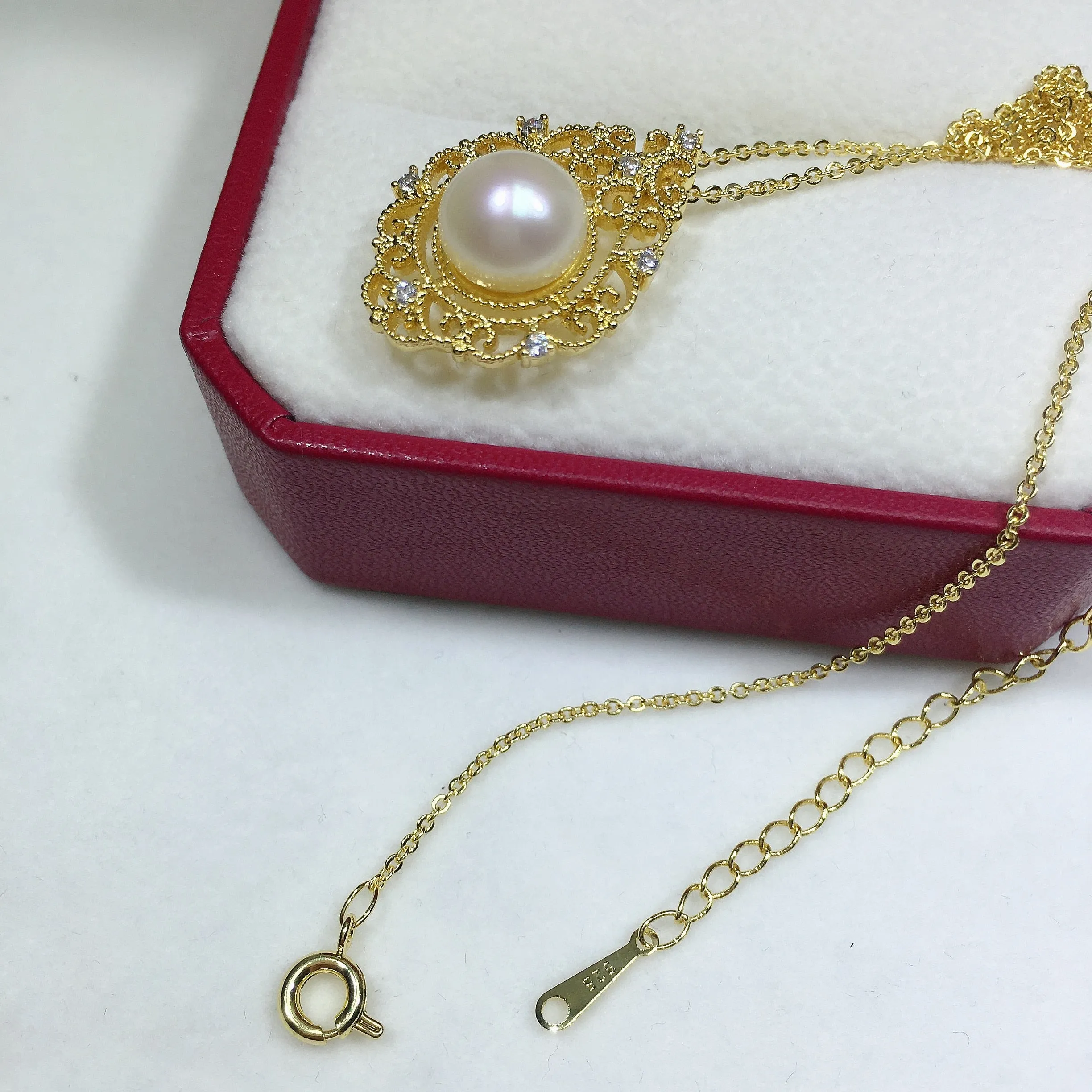 Elegant Fine Gold Color Necklace Natural Freshwater Pearl Pendant