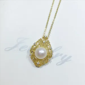 Elegant Fine Gold Color Necklace Natural Freshwater Pearl Pendant
