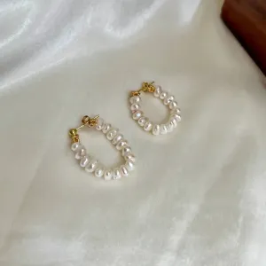 Elegant Trinket Pearl Hoops
