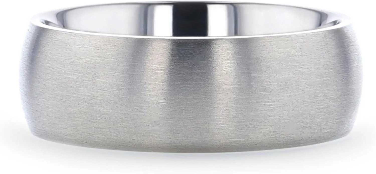 Eris | Titanium Rings for Men | Lightweight Titanium | Comfort Fit | Titanium Brushed Finish Domed Wedding Band -6mm & 8mm
