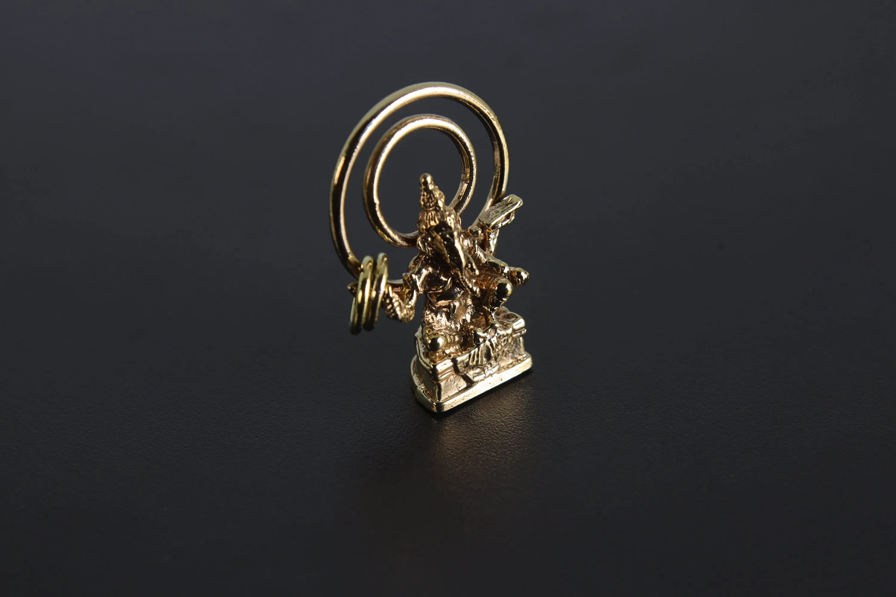 Eternal Ganesha Double Halo Talisman, Gold Plated Brass Charm, Cast Pendant, Symbol of Wisdom & New Beginnings, Spiritual Hindu Jewelry