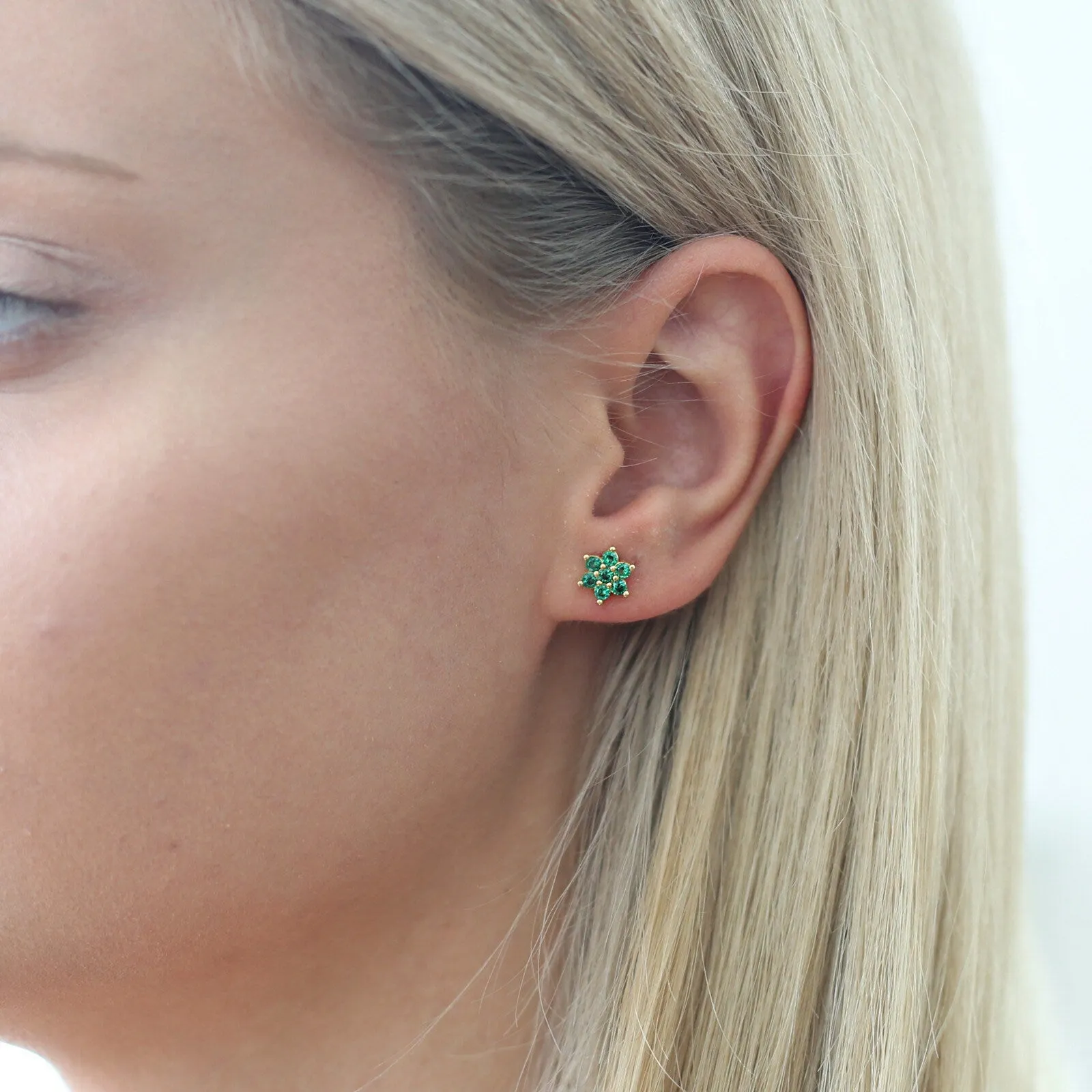'Evergreen' 14k Gold Emerald Stud Earrings