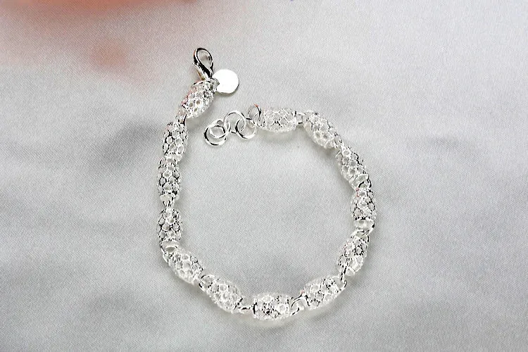 Exquisite 925 Sterling Silver Geometric Pattern Bracelets for Women Chain Linked Bangle Jewelry Accessories