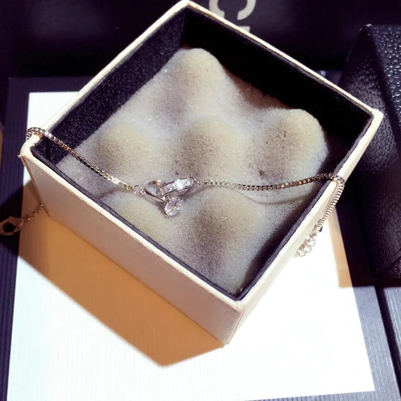Exquisite Double Rhinestone Heart Charm Bracelets