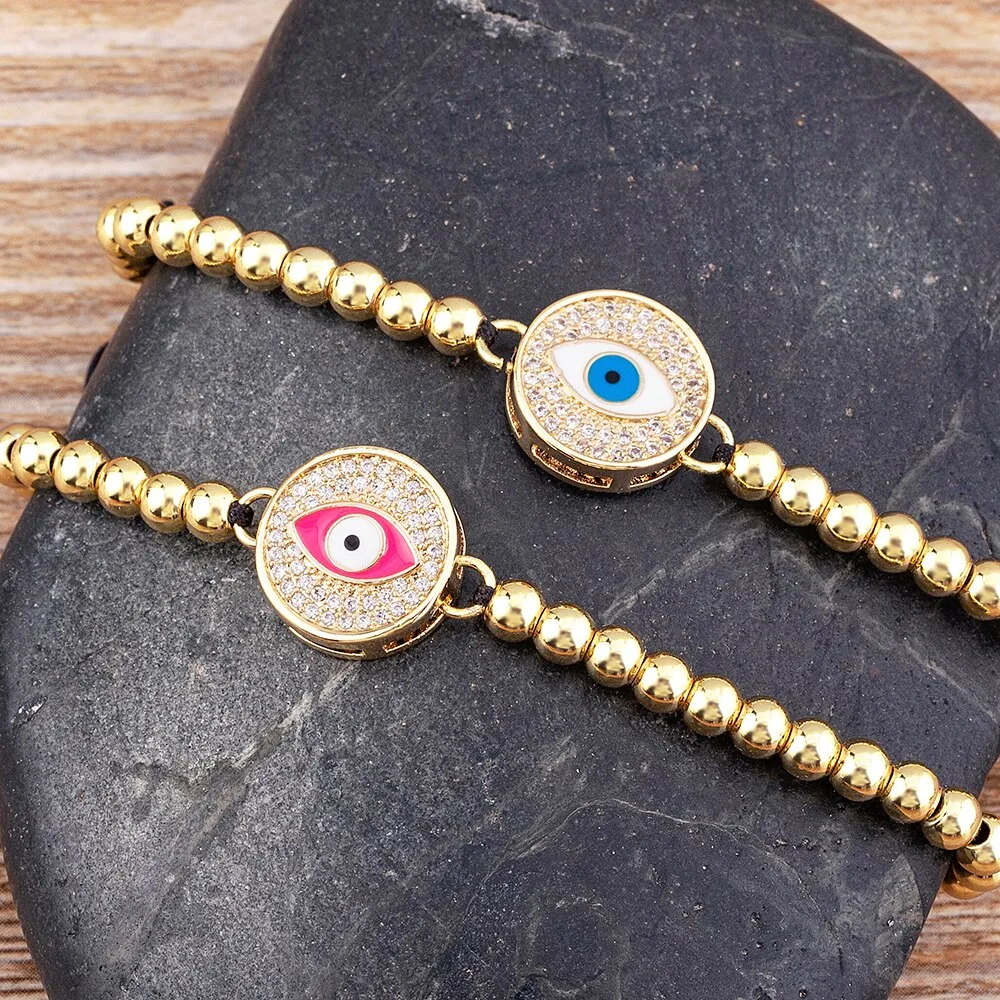 Exquisite Zircon Round Inlaid Evil Eye Crystal Bracelet Women