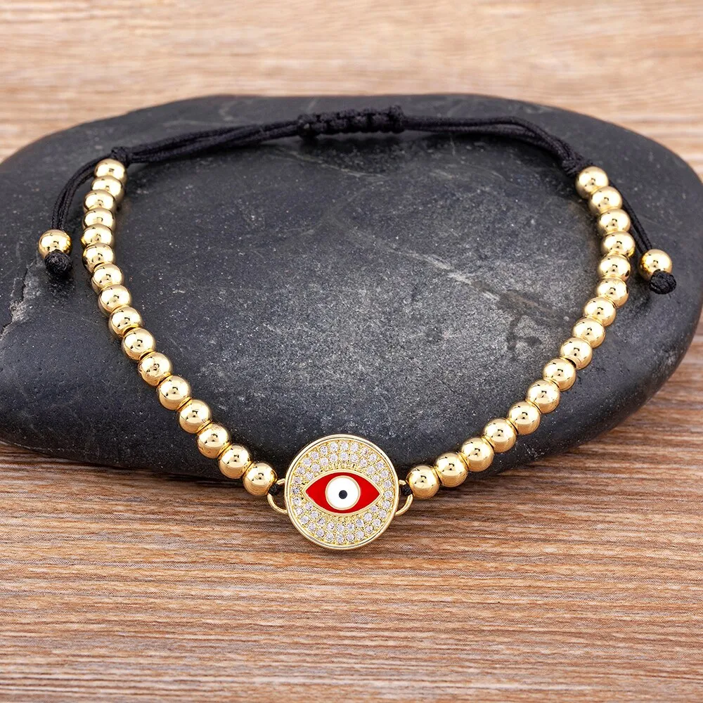 Exquisite Zircon Round Inlaid Evil Eye Crystal Bracelet Women