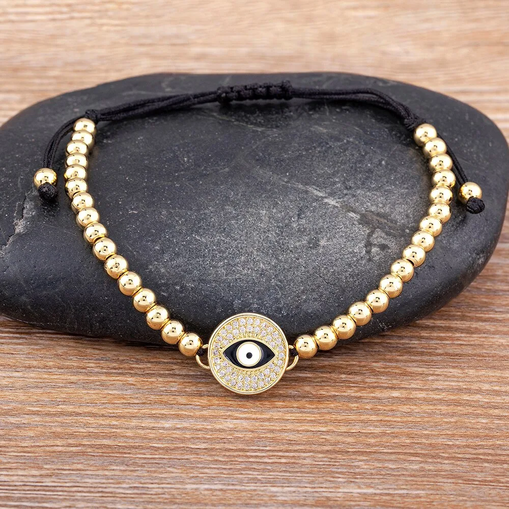Exquisite Zircon Round Inlaid Evil Eye Crystal Bracelet Women