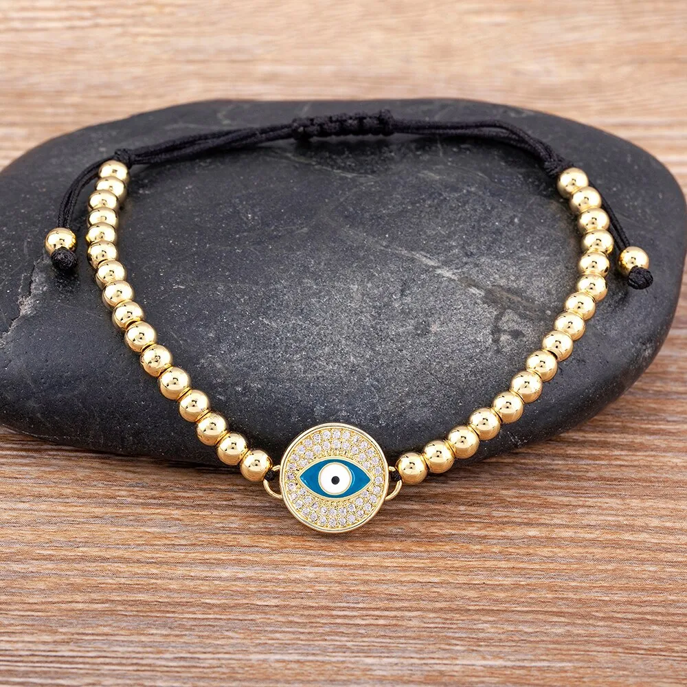 Exquisite Zircon Round Inlaid Evil Eye Crystal Bracelet Women