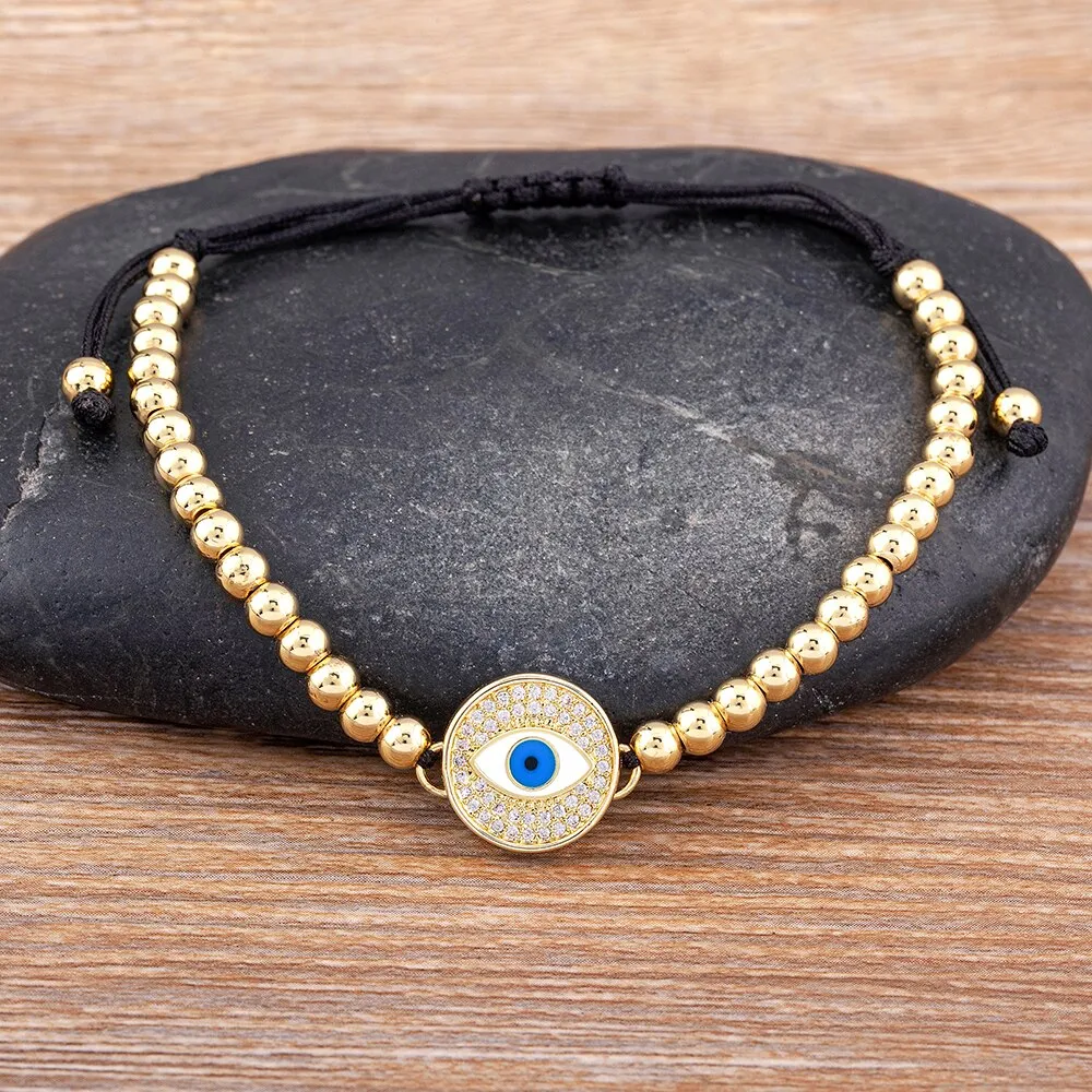Exquisite Zircon Round Inlaid Evil Eye Crystal Bracelet Women