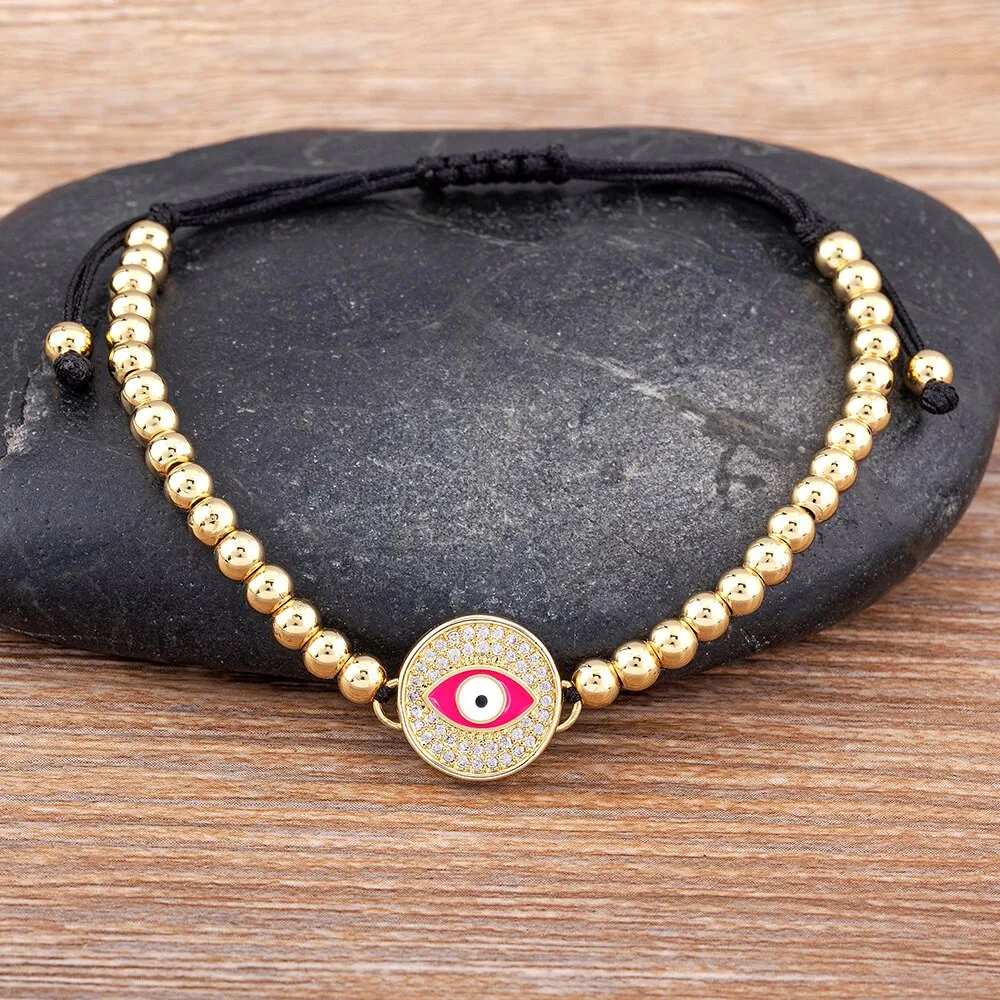 Exquisite Zircon Round Inlaid Evil Eye Crystal Bracelet Women