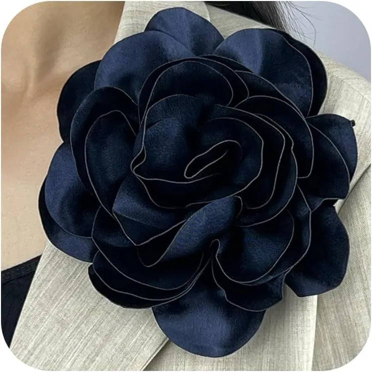 Extra Large Rose Flower Brooches Lapel Pins Dainty Satin Fabric Brooches Big Camellia Flower Brooch Pin for Women Wedding Part Dance Dress Clothes Accessories Jewelry Brooch Pin Size:7.48 in