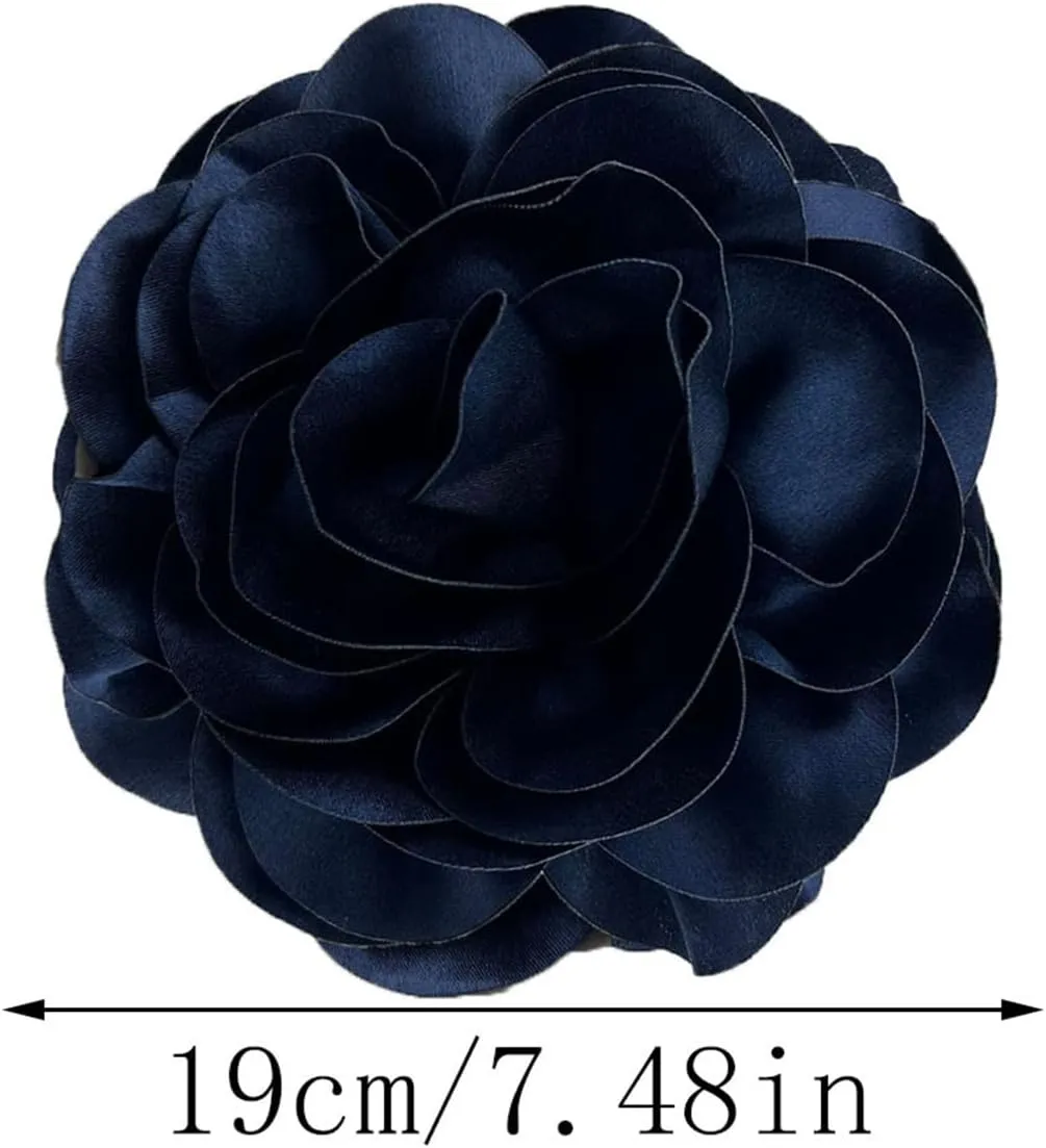 Extra Large Rose Flower Brooches Lapel Pins Dainty Satin Fabric Brooches Big Camellia Flower Brooch Pin for Women Wedding Part Dance Dress Clothes Accessories Jewelry Brooch Pin Size:7.48 in