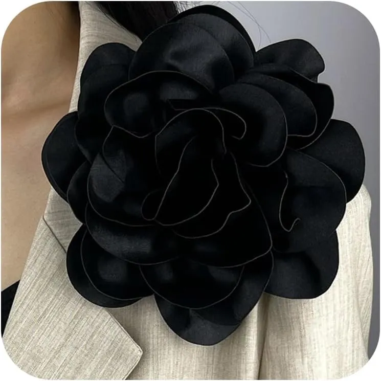 Extra Large Rose Flower Brooches Lapel Pins Dainty Satin Fabric Brooches Big Camellia Flower Brooch Pin for Women Wedding Part Dance Dress Clothes Accessories Jewelry Brooch Pin Size:7.48 in