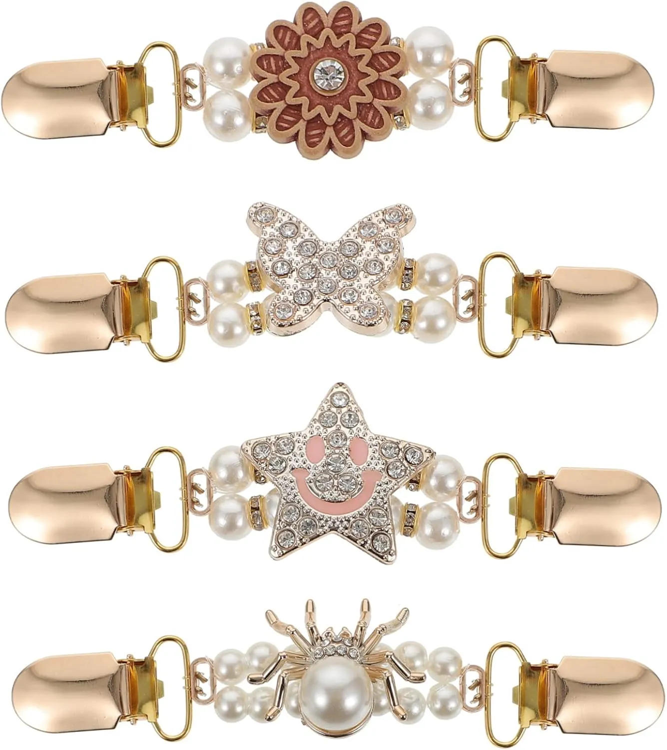 Fake Pearl Scarf Buckle Set for Women Sweater Shawl Clips Stylish Shape Design