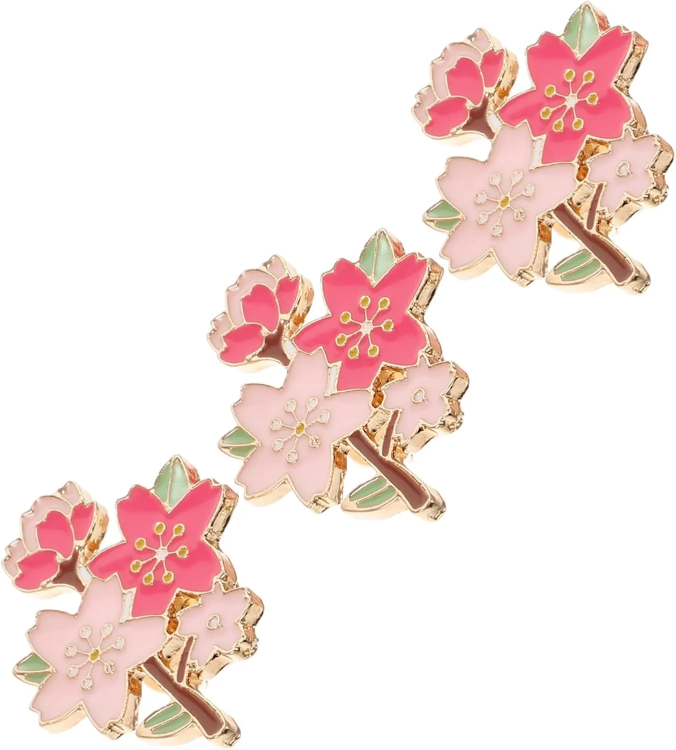 Fashion Cherry Blossom Brooch Pins 3pcs Delicate Flower Brooches Pin Jewelry for Backpacks