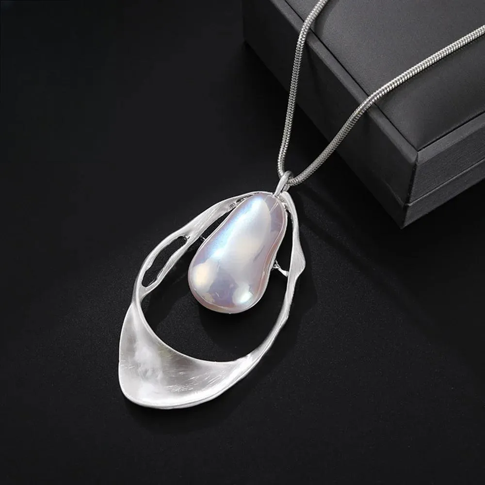 Fashion Geometric Long Collar Chains Pendants Necklace for Women