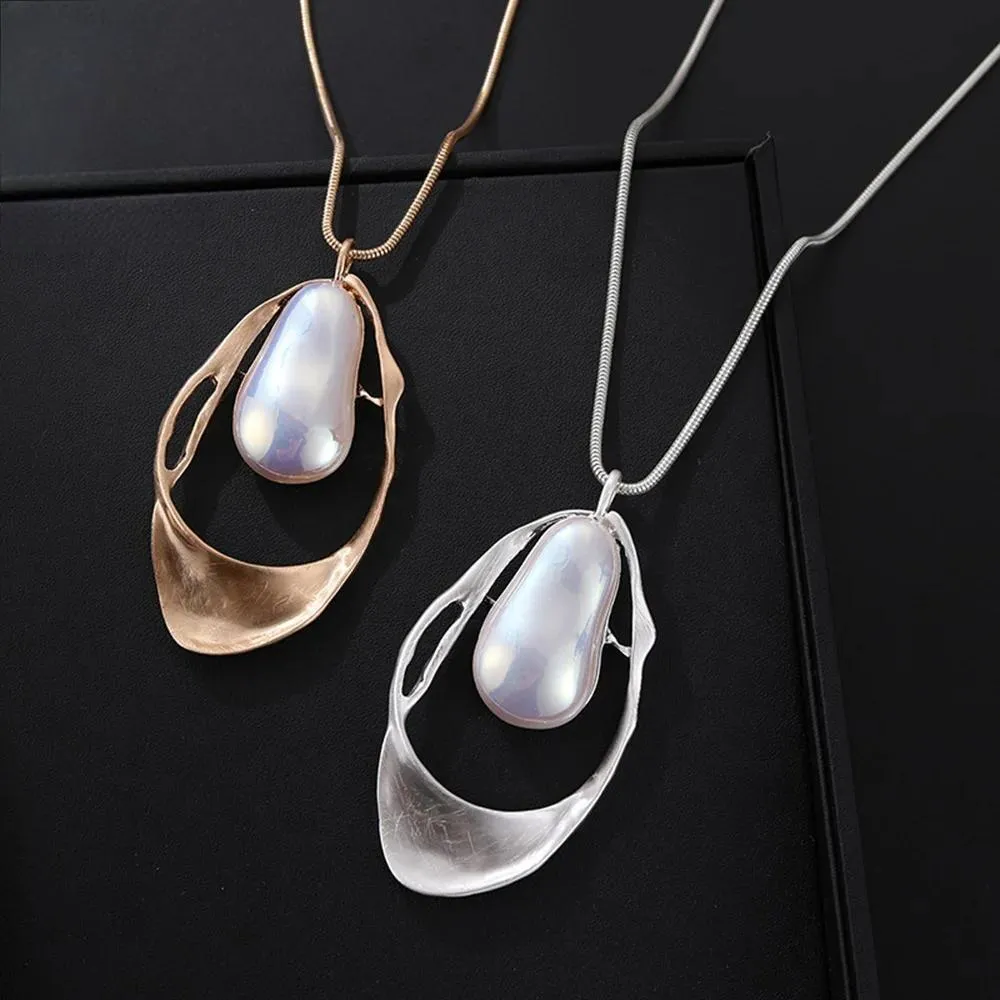 Fashion Geometric Long Collar Chains Pendants Necklace for Women