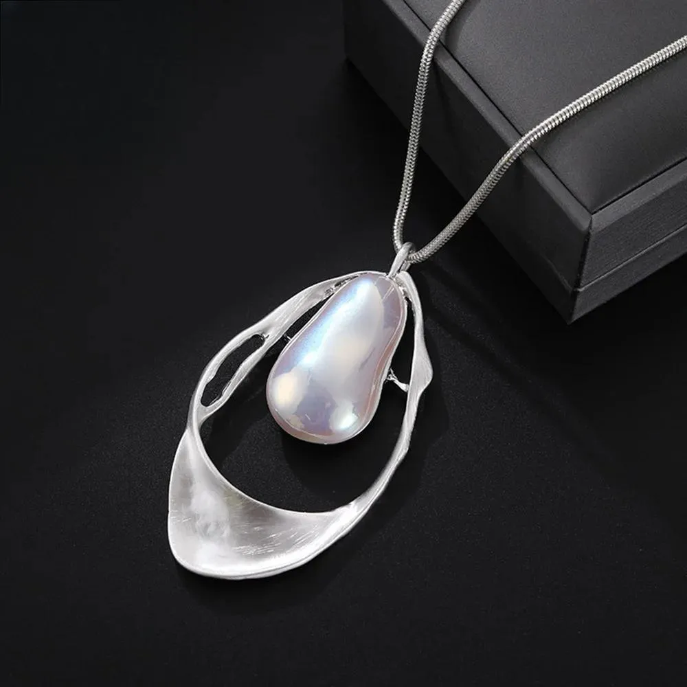 Fashion Geometric Long Collar Chains Pendants Necklace for Women