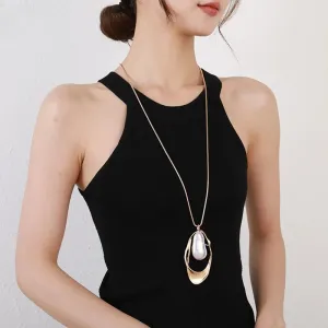 Fashion Geometric Long Collar Chains Pendants Necklace for Women