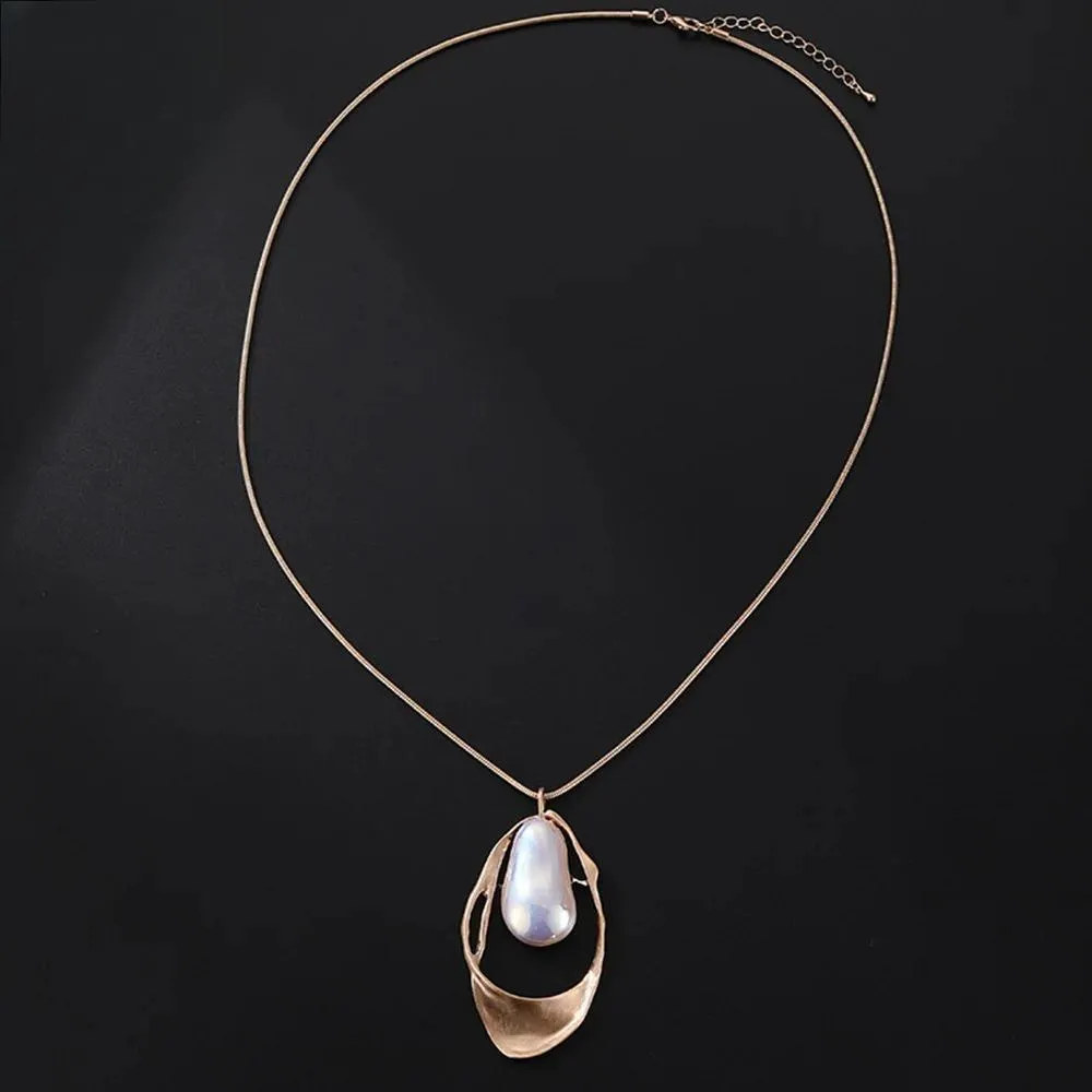 Fashion Geometric Long Collar Chains Pendants Necklace for Women