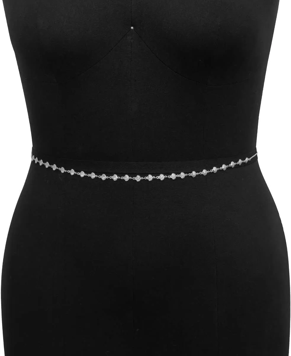 Fashion Punk Metal Shell Waist Chain For Women Light Weight Sexy Body Chains Jewelry Gift (Silver Color)