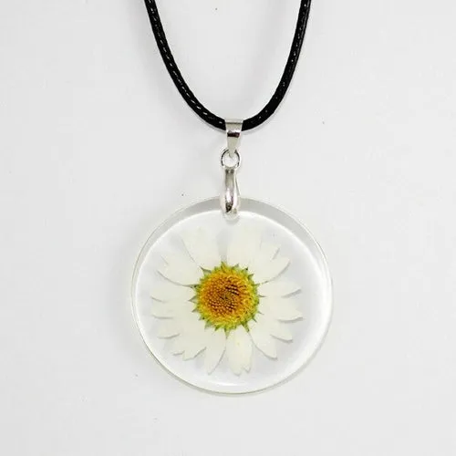 Fashion True Dried Flower Necklace Crystal Daisy Drop Gel Plant