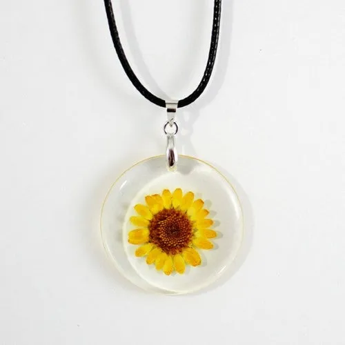 Fashion True Dried Flower Necklace Crystal Daisy Drop Gel Plant