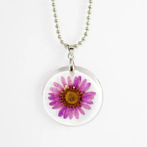 Fashion True Dried Flower Necklace Crystal Daisy Drop Gel Plant