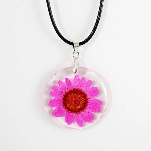 Fashion True Dried Flower Necklace Crystal Daisy Drop Gel Plant