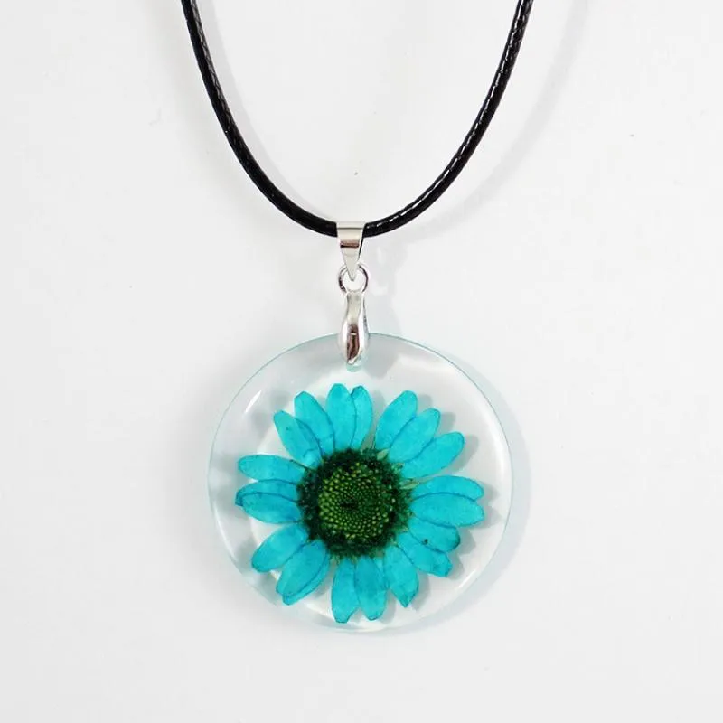 Fashion True Dried Flower Necklace Crystal Daisy Drop Gel Plant