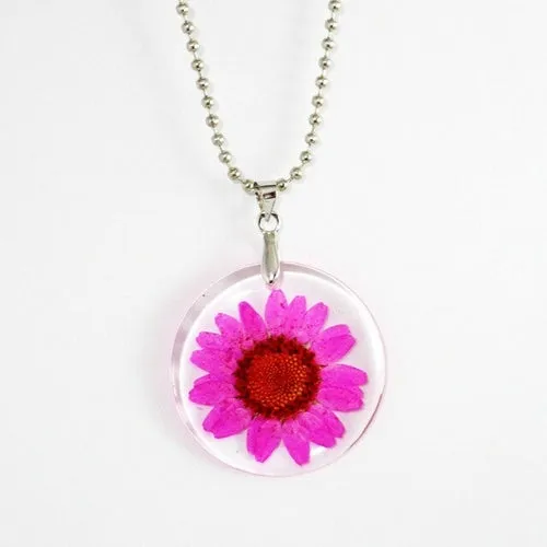 Fashion True Dried Flower Necklace Crystal Daisy Drop Gel Plant