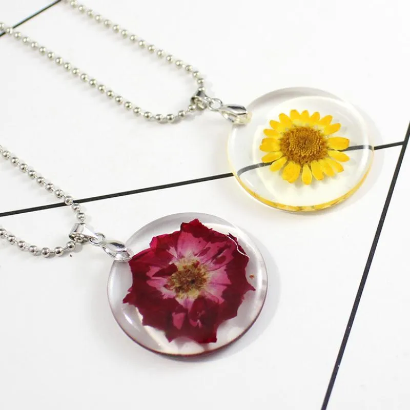 Fashion True Dried Flower Necklace Crystal Daisy Drop Gel Plant