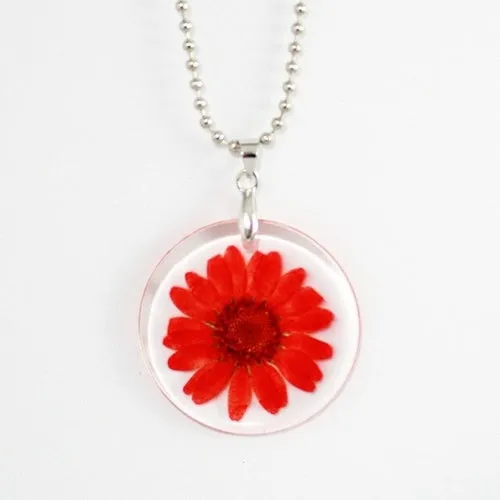 Fashion True Dried Flower Necklace Crystal Daisy Drop Gel Plant